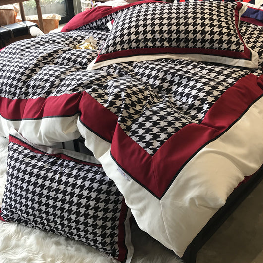 Juego de Cama Retro Americano Algodón Pata de Gallo Terciopelo - Image 17