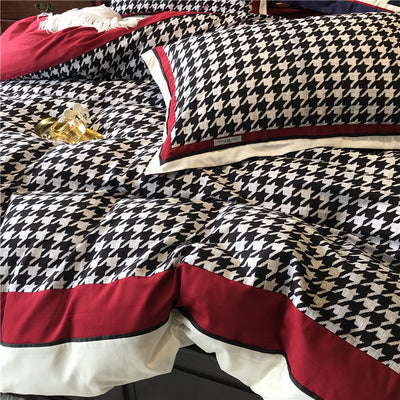 Juego de Cama Retro Americano Algodón Pata de Gallo Terciopelo - Image 19