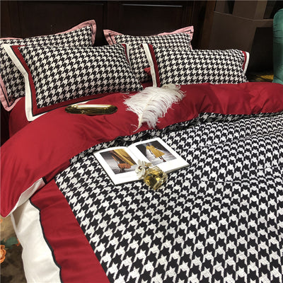 Juego de Cama Retro Americano Algodón Pata de Gallo Terciopelo - Image 20