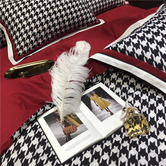 Juego de Cama Retro Americano Algodón Pata de Gallo Terciopelo - Image 21