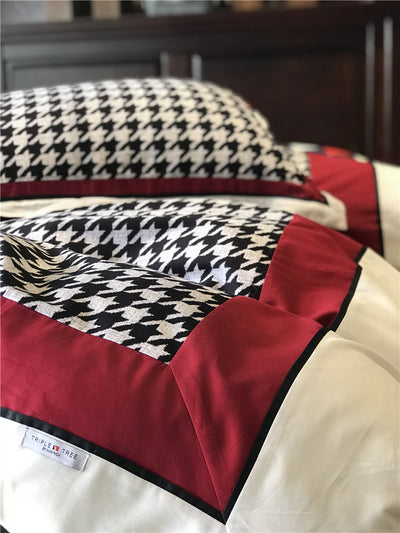 Juego de Cama Retro Americano Algodón Pata de Gallo Terciopelo - Image 24