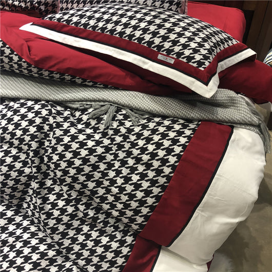 Juego de Cama Retro Americano Algodón Pata de Gallo Terciopelo - Image 25