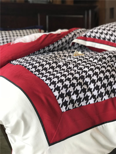 Juego de Cama Retro Americano Algodón Pata de Gallo Terciopelo - Image 29