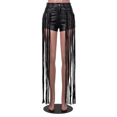 Pantalones Cortos de Cuero PU Dunhuang Mandy con Flecos para Mujer - Image 18