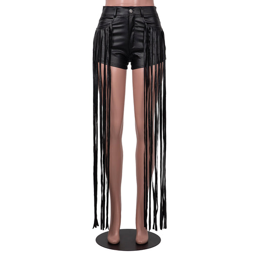 Pantalones Cortos de Cuero PU Dunhuang Mandy con Flecos para Mujer - Image 18