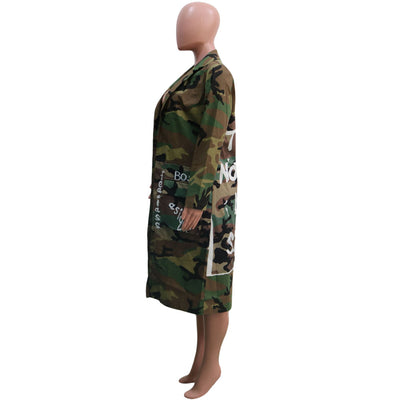 Abrigo Largo de Camuflaje para Mujer - Estilo Casual Europeo y Americano - Image 10