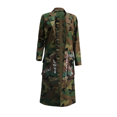 Abrigo Largo de Camuflaje para Mujer - Estilo Casual Europeo y Americano - Image 11