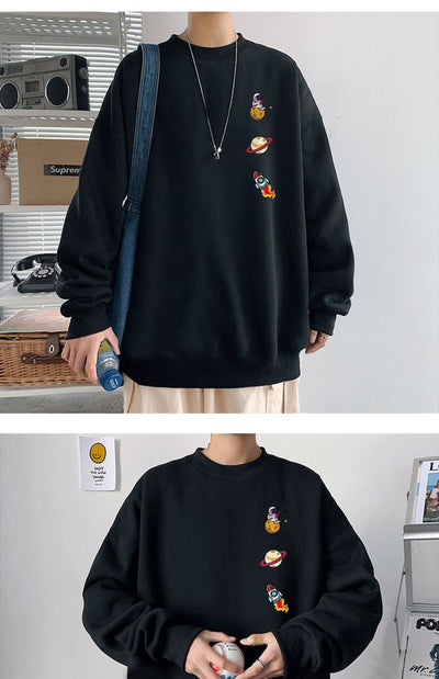 Suéter Hombre Cuello Redondo Estilo Hong Kong Corte Holgado Primavera - Image 8