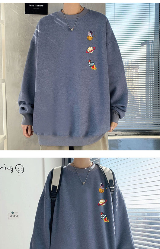 Suéter Hombre Cuello Redondo Estilo Hong Kong Corte Holgado Primavera - Image 16