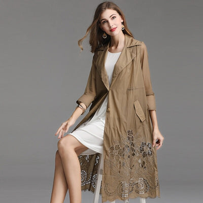 Chaqueta Cortavientos Retro Calado Talla Grande Manga Larga Mujer Verano - Image 10