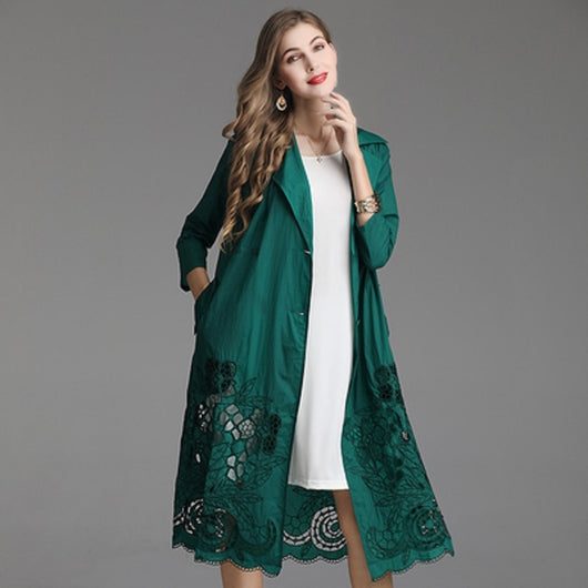 Chaqueta Cortavientos Retro Calado Talla Grande Manga Larga Mujer Verano - Image 14