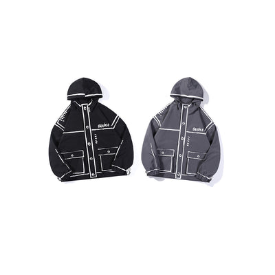 Chamarra Hoodie Graffiti con Líneas de Gancho - Tendencia Japonesa Primavera - Image 7