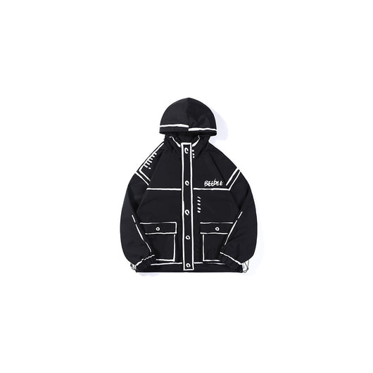 Chamarra Hoodie Graffiti con Líneas de Gancho - Tendencia Japonesa Primavera - Image 10