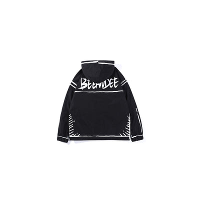 Chamarra Hoodie Graffiti con Líneas de Gancho - Tendencia Japonesa Primavera - Image 11