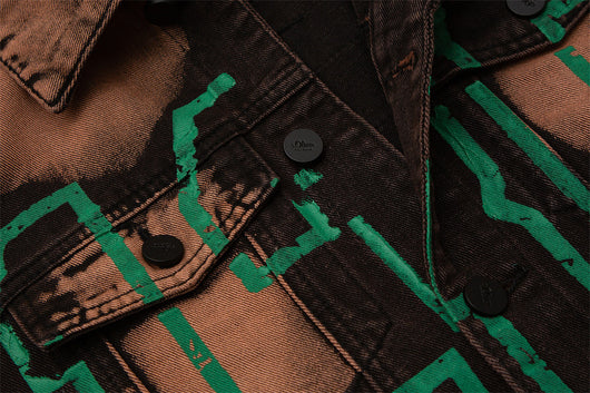 Chaqueta Denim Tie Dye con Estampado de Letras - Diseño Oversize Europeo - Image 15