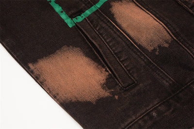 Chaqueta Denim Tie Dye con Estampado de Letras - Diseño Oversize Europeo - Image 17