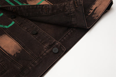 Chaqueta Denim Tie Dye con Estampado de Letras - Diseño Oversize Europeo - Image 18