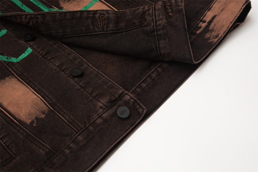 Chaqueta Denim Tie Dye con Estampado de Letras - Diseño Oversize Europeo - Image 18