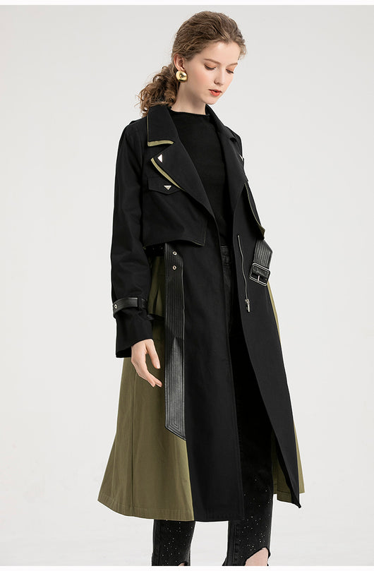Gabardina Retro con Combinación de Colores Estilo Británico para Mujer - Image 7