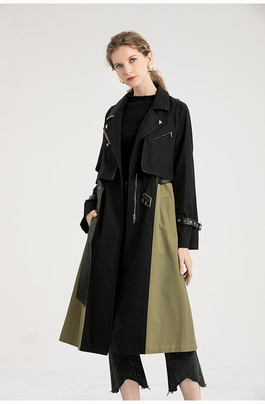 Gabardina Retro con Combinación de Colores Estilo Británico para Mujer - Image 8