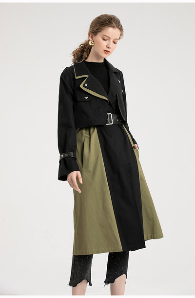 Gabardina Retro con Combinación de Colores Estilo Británico para Mujer - Image 9