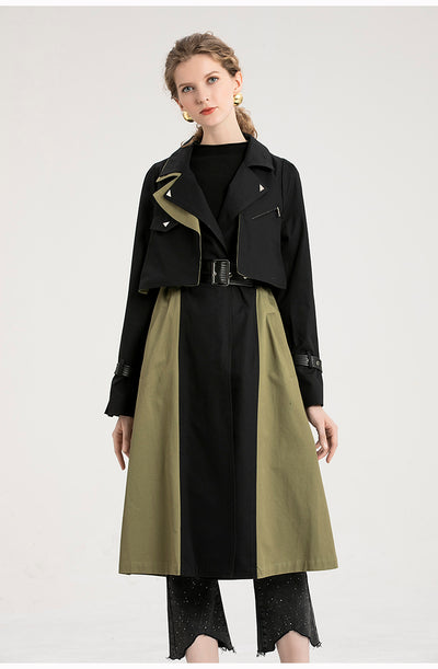 Gabardina Retro con Combinación de Colores Estilo Británico para Mujer - Image 10