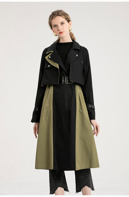 Gabardina Retro con Combinación de Colores Estilo Británico para Mujer - Image 10