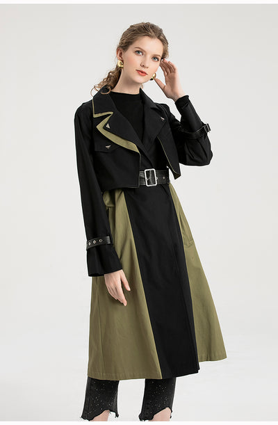 Gabardina Retro con Combinación de Colores Estilo Británico para Mujer - Image 11