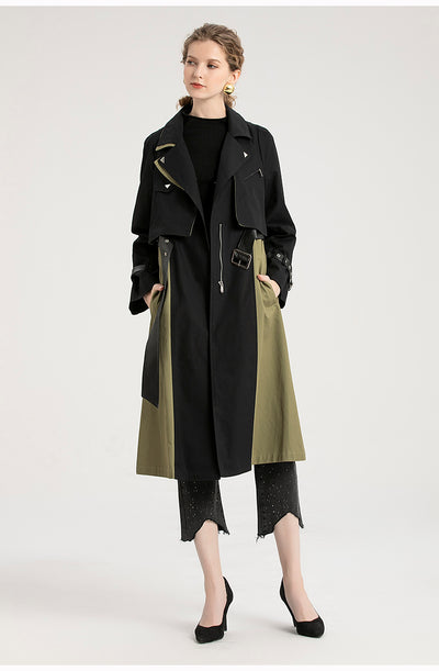 Gabardina Retro con Combinación de Colores Estilo Británico para Mujer - Image 12