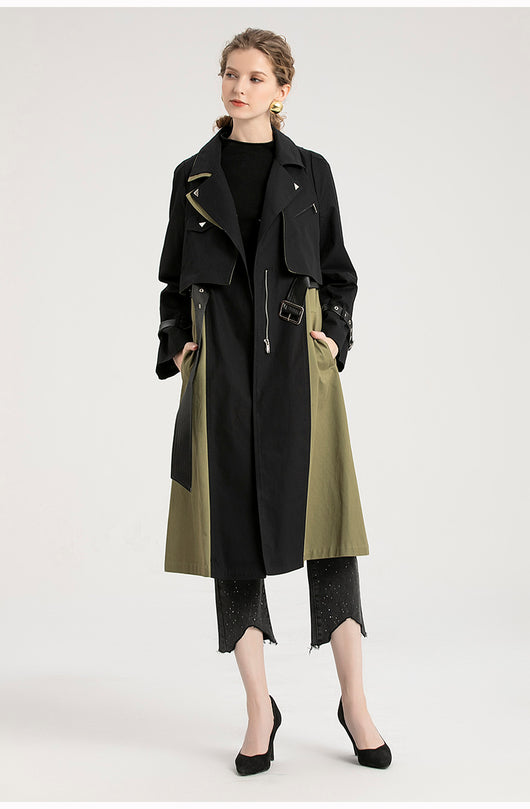 Gabardina Retro con Combinación de Colores Estilo Británico para Mujer - Image 12