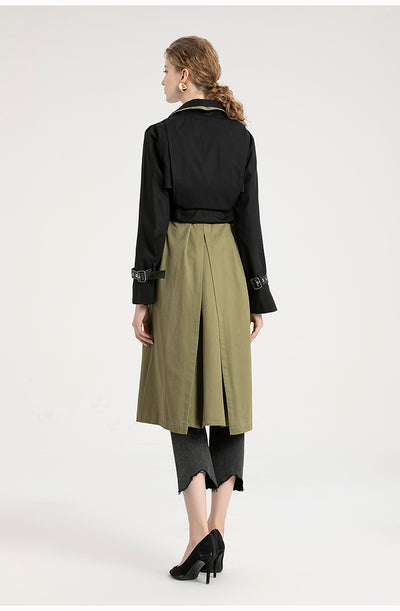 Gabardina Retro con Combinación de Colores Estilo Británico para Mujer - Image 13