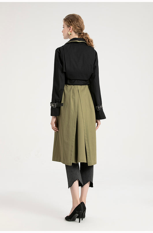 Gabardina Retro con Combinación de Colores Estilo Británico para Mujer - Image 13