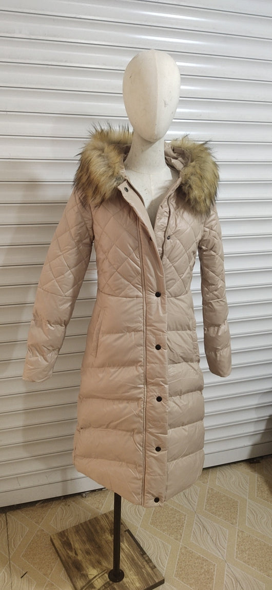Abrigo Slim Elegante con Cuello de Pelaje Sintético Tipo Mapache - Image 6