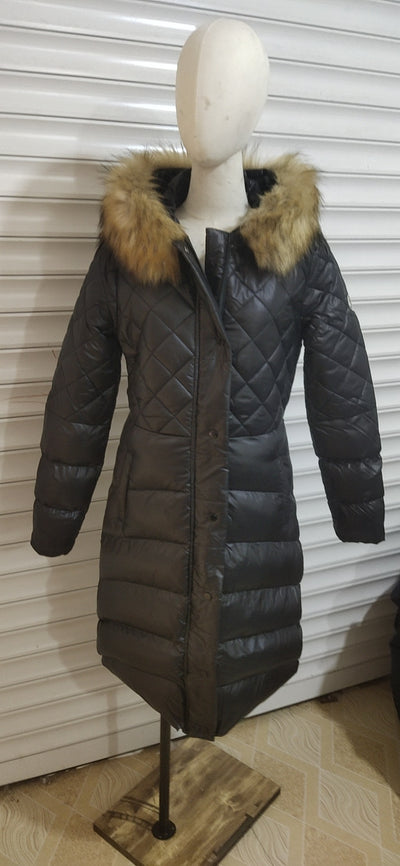 Abrigo Slim Elegante con Cuello de Pelaje Sintético Tipo Mapache - Image 7