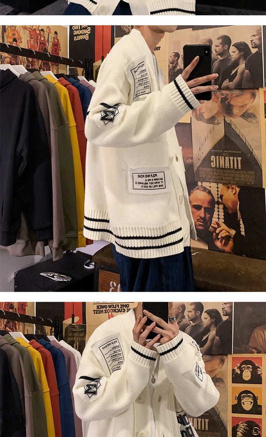 Cardigan V-Neck para Hombre Primavera Otoño con Etiqueta - Image 8