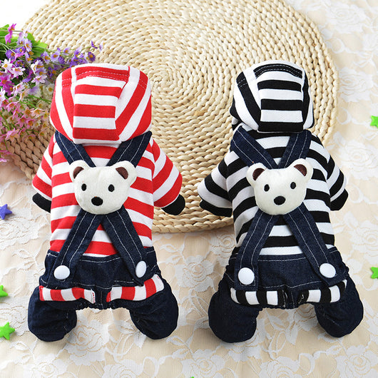 Ropa para Perros con Tirantes Denim - Pantalones a Rayas para Mascotas - Image 11