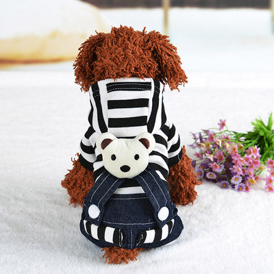 Ropa para Perros con Tirantes Denim - Pantalones a Rayas para Mascotas - Image 14