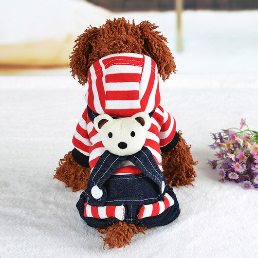Ropa para Perros con Tirantes Denim - Pantalones a Rayas para Mascotas - Image 15