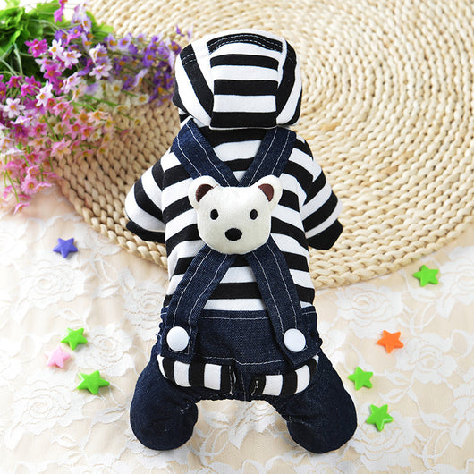 Ropa para Perros con Tirantes Denim - Pantalones a Rayas para Mascotas - Image 17