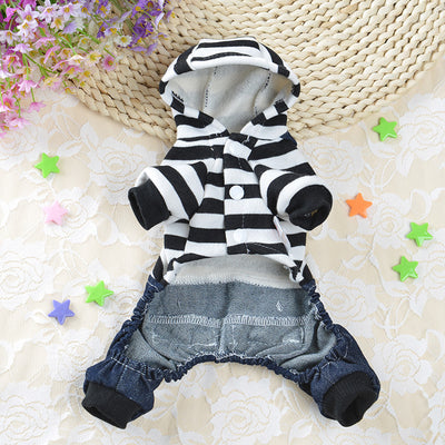 Ropa para Perros con Tirantes Denim - Pantalones a Rayas para Mascotas - Image 26
