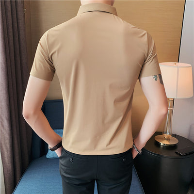 Polo Hombre Ice Silk Transpirable con Cuello Drapeado y Stretch - Image 9