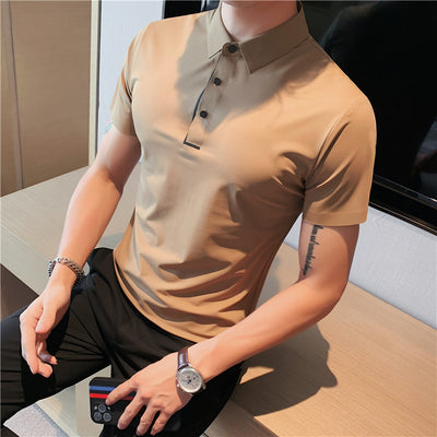 Polo Hombre Ice Silk Transpirable con Cuello Drapeado y Stretch - Image 10