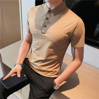 Polo Hombre Ice Silk Transpirable con Cuello Drapeado y Stretch - Image 11