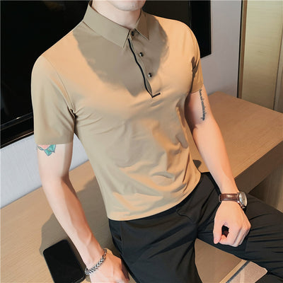 Polo Hombre Ice Silk Transpirable con Cuello Drapeado y Stretch - Image 12