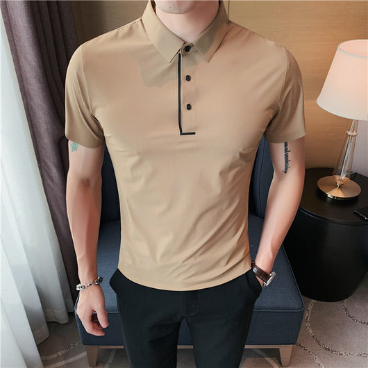 Polo Hombre Ice Silk Transpirable con Cuello Drapeado y Stretch - Image 13