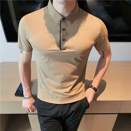 Polo Hombre Ice Silk Transpirable con Cuello Drapeado y Stretch - Image 14