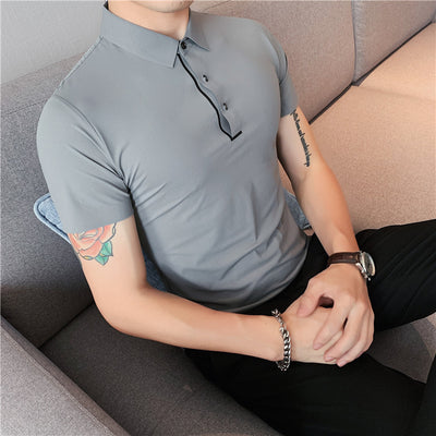 Polo Hombre Ice Silk Transpirable con Cuello Drapeado y Stretch - Image 15