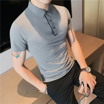 Polo Hombre Ice Silk Transpirable con Cuello Drapeado y Stretch - Image 17