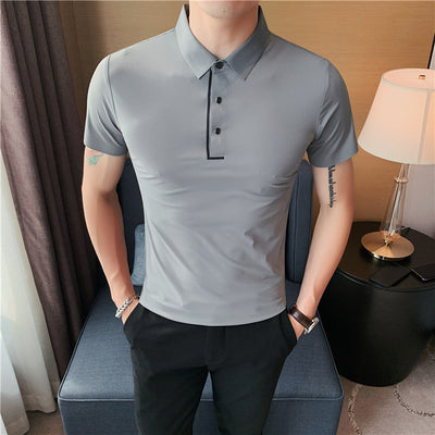 Polo Hombre Ice Silk Transpirable con Cuello Drapeado y Stretch - Image 18