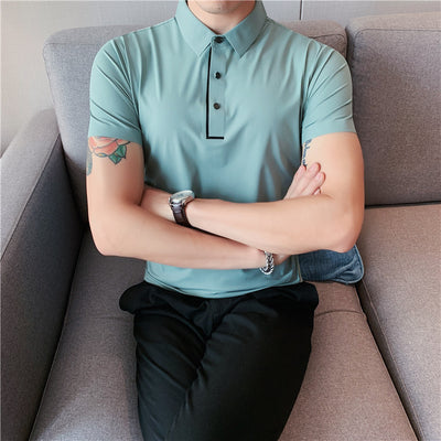 Polo Hombre Ice Silk Transpirable con Cuello Drapeado y Stretch - Image 20